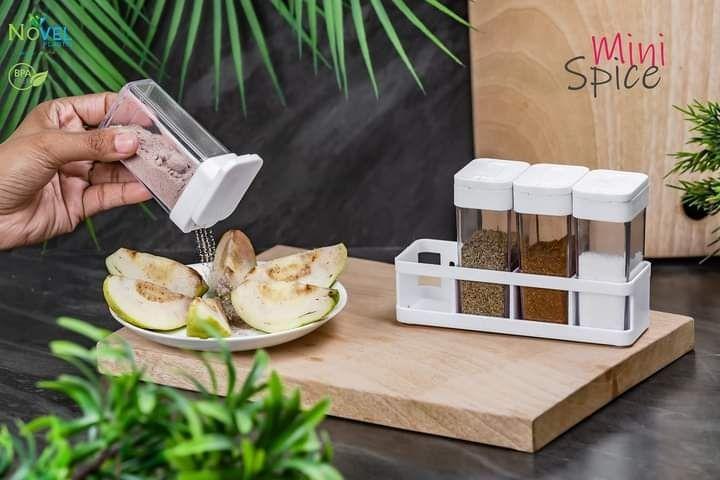 Crystal Namak Dani & Masala Organizer – 4 Pcs Spice Storage Set