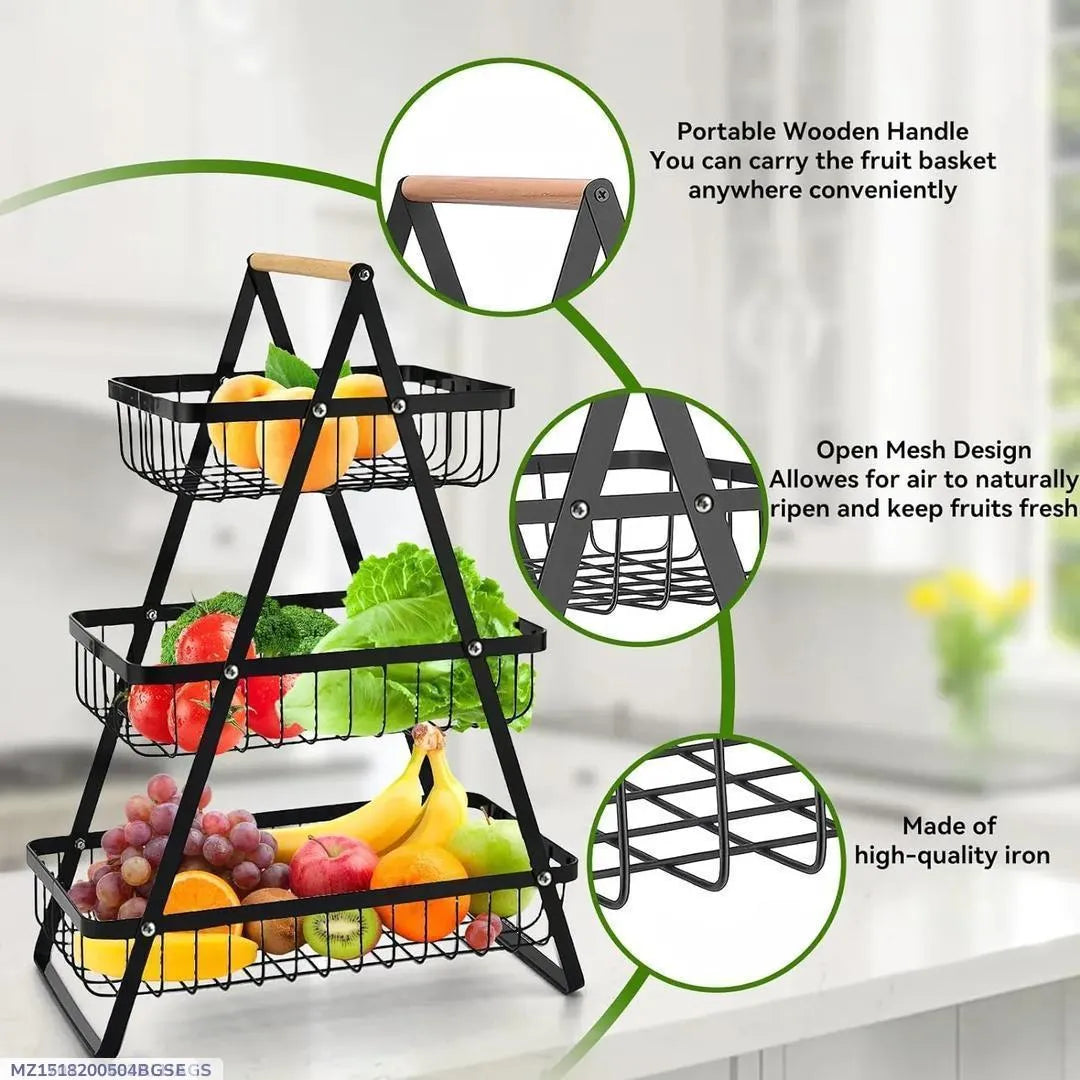 Black Kitchen Fruit Basket – Perfect for Fruits, Vegetables & Decor