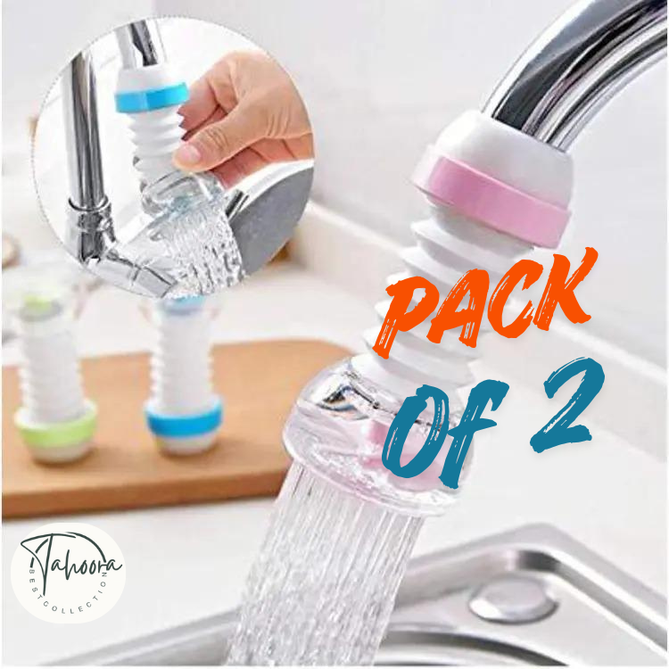 Kitchen Tap Faucet Extender – 360° Rotating Water Saving Nozzle (Pack of 2) | Multipurpose Sink Spray Extender