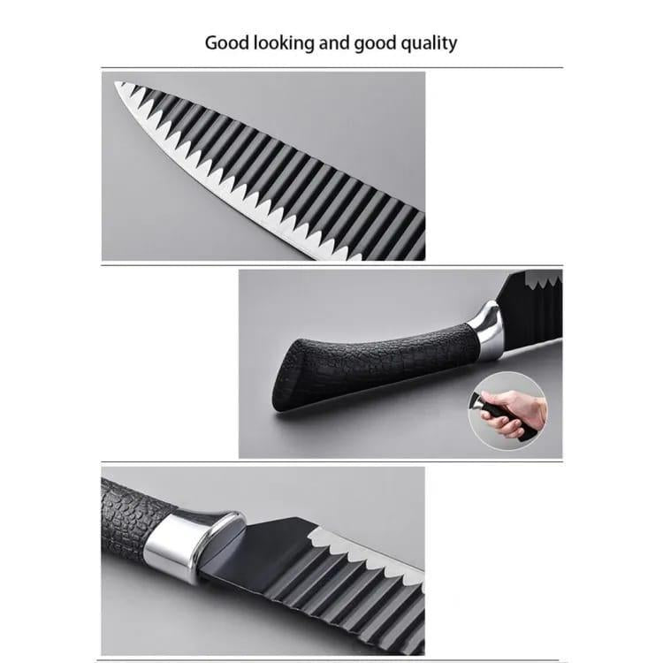 Black Edition – 6 Pcs Chef Knife Set with Cleaver, Paring Knife, Peeler & Scissors