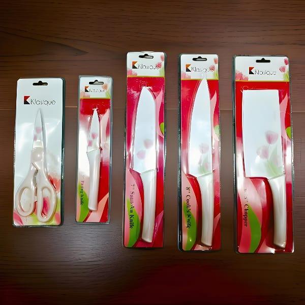 Premium 5 Pcs Flower Print Knife Set – Long-Lasting Stainless Steel Blades