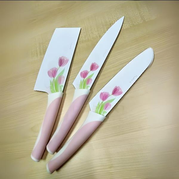 Premium 5 Pcs Flower Print Knife Set – Long-Lasting Stainless Steel Blades