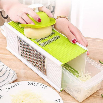 Multifunctional Vegetable Slicer & Grater – 4 Blade Food Prep Tool (ABS + Stainless Steel)