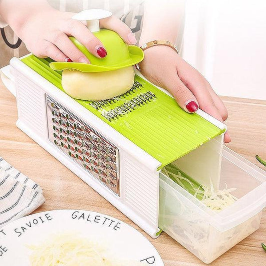 Multifunctional Vegetable Slicer & Grater – 4 Blade Food Prep Tool (ABS + Stainless Steel)