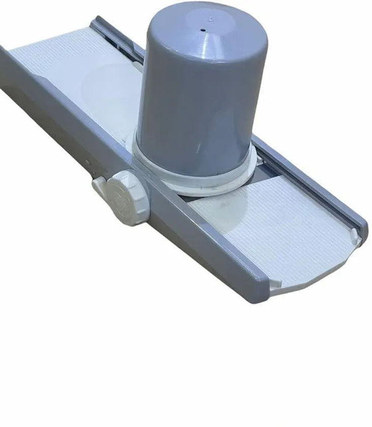 Gray floor scrubber on a white background with 'PhotoRoom' branding.