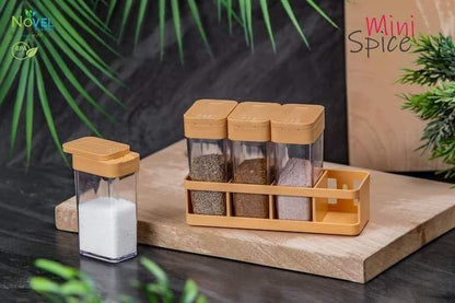 Crystal Namak Dani & Masala Organizer – 4 Pcs Spice Storage Set