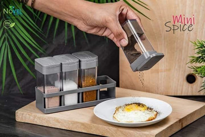 Crystal Namak Dani & Masala Organizer – 4 Pcs Spice Storage Set