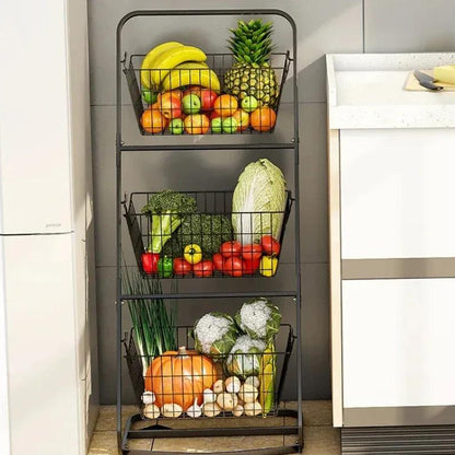 Inclined Metal Fruit Basket Stand – Stylish & Functional Kitchen Rack