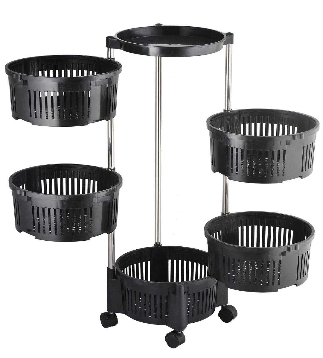 5-Tier & 4-Tier Stylish Plastic Fruit Basket – Rotating Multi-Layer Organizer