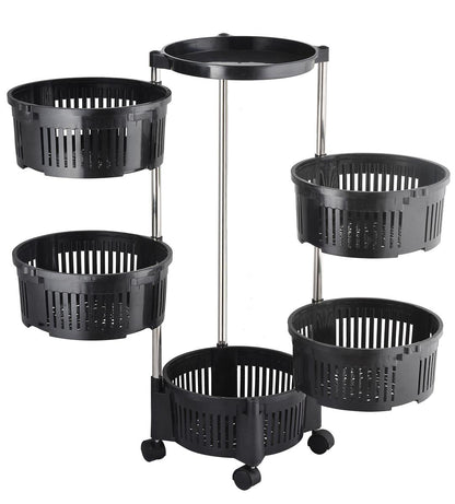 5-Tier & 4-Tier Stylish Plastic Fruit Basket – Rotating Multi-Layer Organizer
