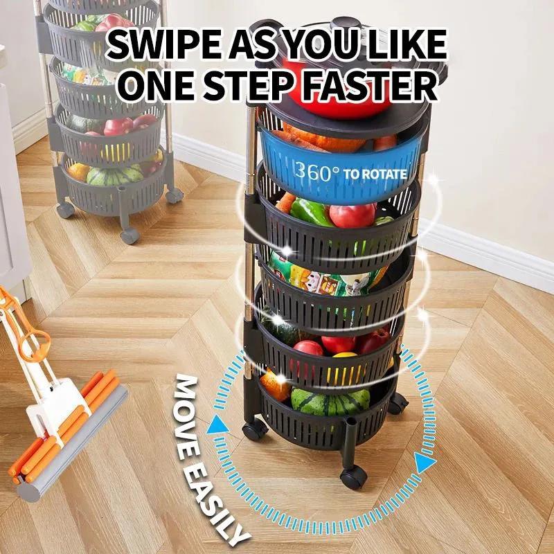 5-Tier & 4-Tier Stylish Plastic Fruit Basket – Rotating Multi-Layer Organizer