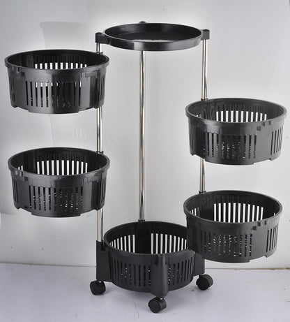 5-Tier & 4-Tier Stylish Plastic Fruit Basket – Rotating Multi-Layer Organizer