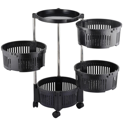 5-Tier & 4-Tier Stylish Plastic Fruit Basket – Rotating Multi-Layer Organizer