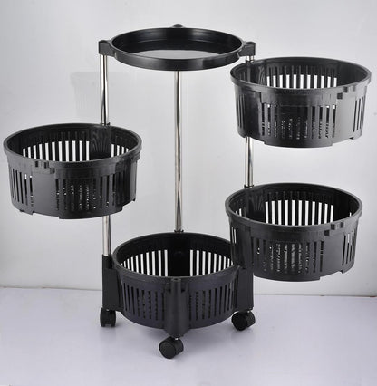 5-Tier & 4-Tier Stylish Plastic Fruit Basket – Rotating Multi-Layer Organizer