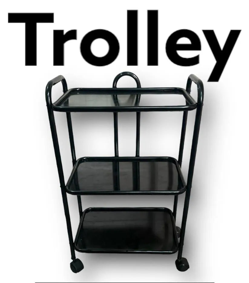 Sleek Black Iron Tea Trolley – Durable & Stylish Serving Cart for Home