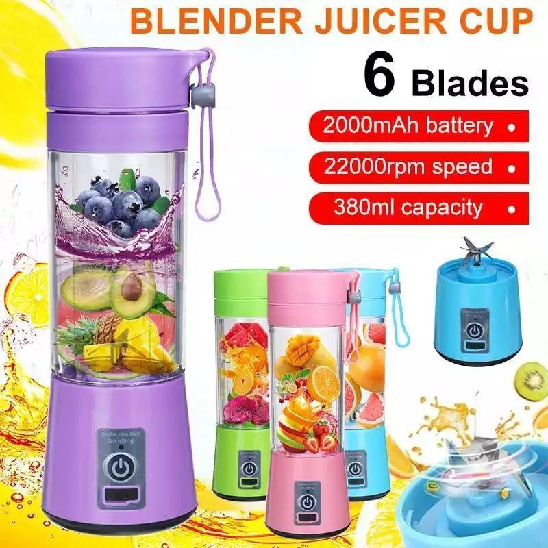 ⚡ 6-Blade Rechargeable Portable Juicer Blender – USB Electric Smoothie Maker | On-the-Go Fruit Mixer (1 Pc)