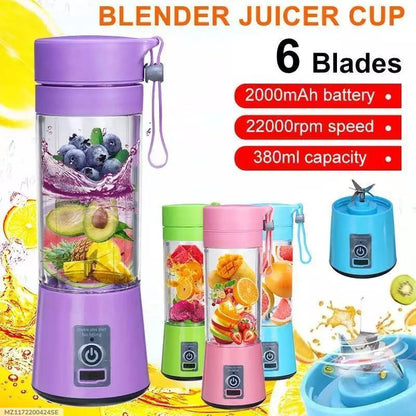 ⚡ 6-Blade Rechargeable Portable Juicer Blender – USB Electric Smoothie Maker | On-the-Go Fruit Mixer (1 Pc)