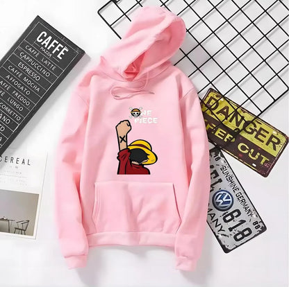 Men’s Fleece Printed Hoodie – One Piece Luffy Design | Soft Winter Hoodie