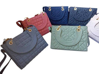 Quilted PU Leather Top Handle Handbag
