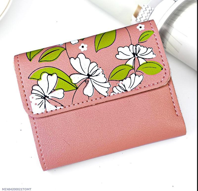 🌸 Women’s Floral PU Leather Tri-Fold Wallet – Stylish & Compact