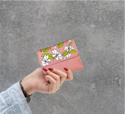 🌸 Women’s Floral PU Leather Tri-Fold Wallet – Stylish & Compact