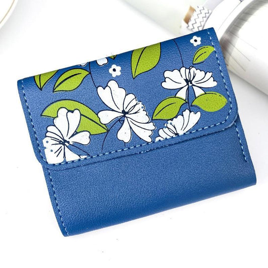 🌸 Women’s Floral PU Leather Tri-Fold Wallet – Stylish & Compact