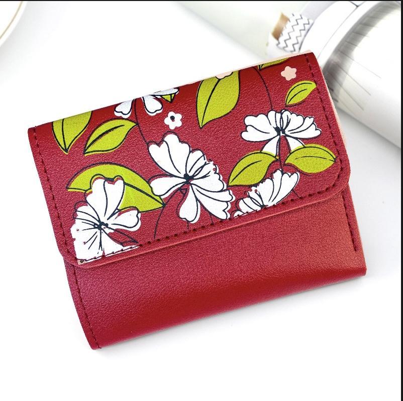 🌸 Women’s Floral PU Leather Tri-Fold Wallet – Stylish & Compact