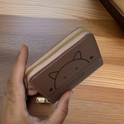 ✨ Women’s PU Leather Zipper Wallet – Compact & Stylish