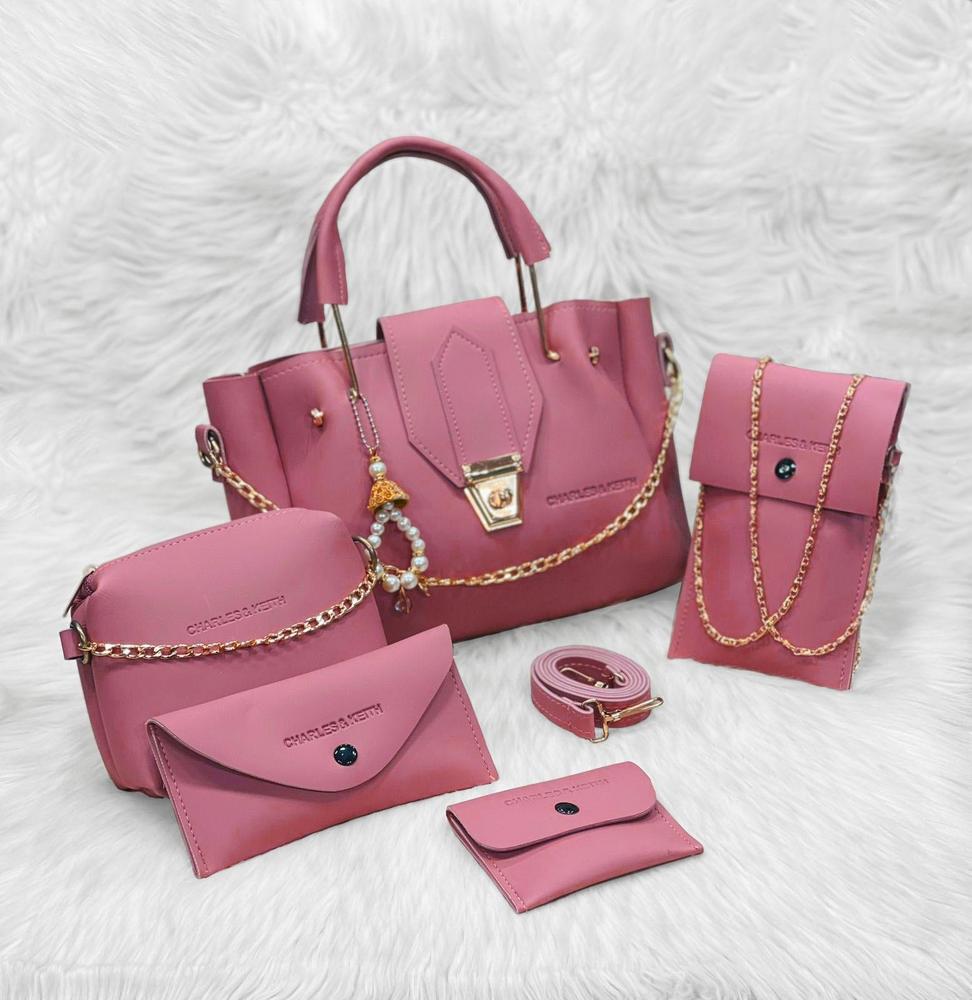 5 Pcs Women’s PU Leather Handbag Set – Multiple Colors