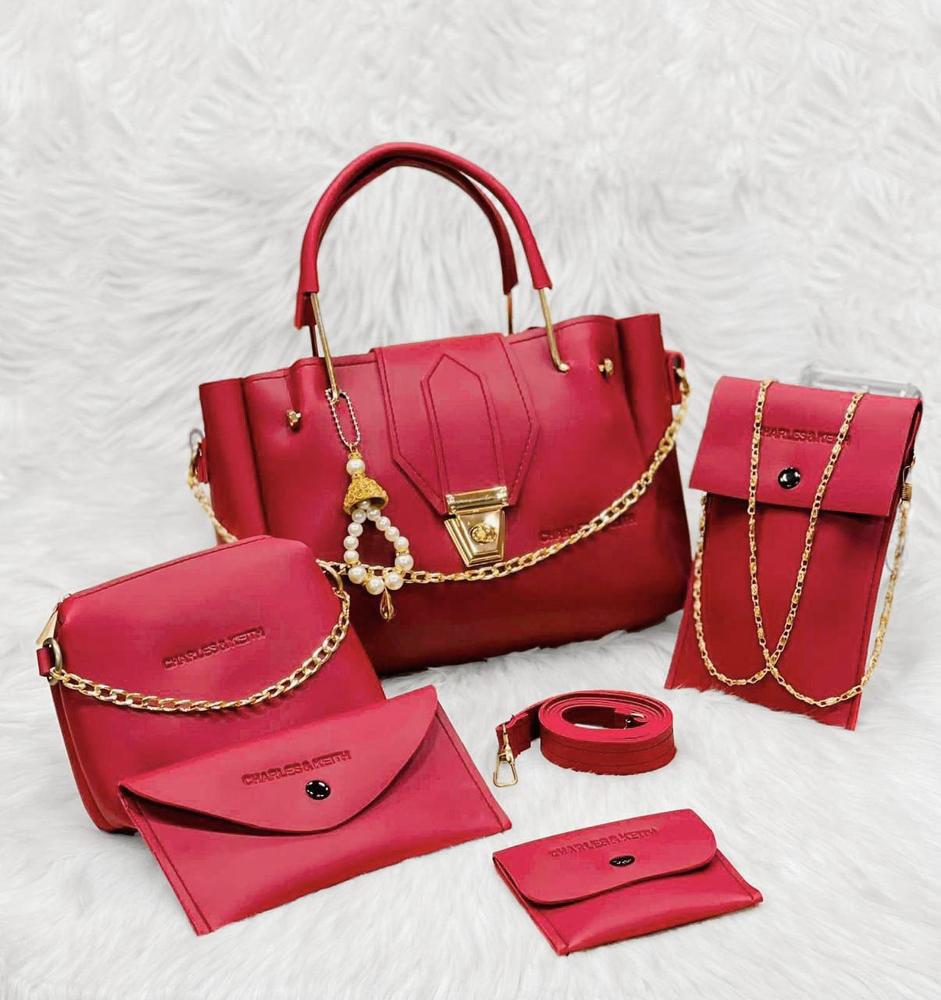 5 Pcs Women’s PU Leather Handbag Set – Multiple Colors