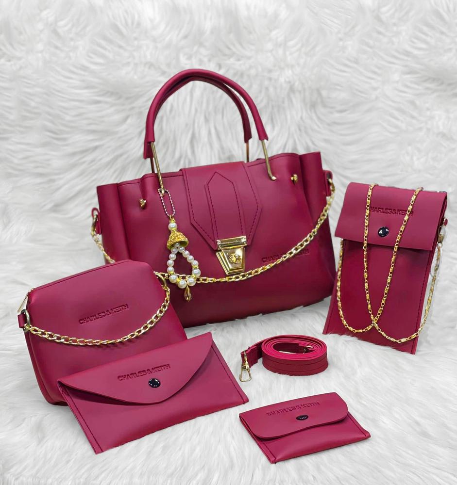 5 Pcs Women’s PU Leather Handbag Set – Multiple Colors